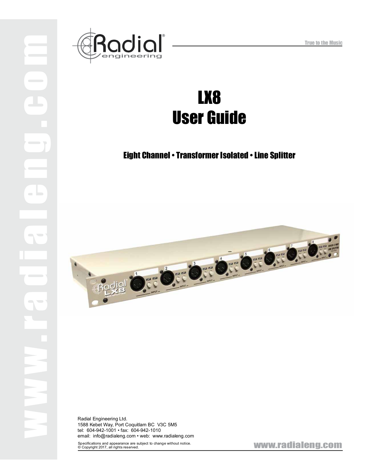 Radial Engineering LX8 User's Guide