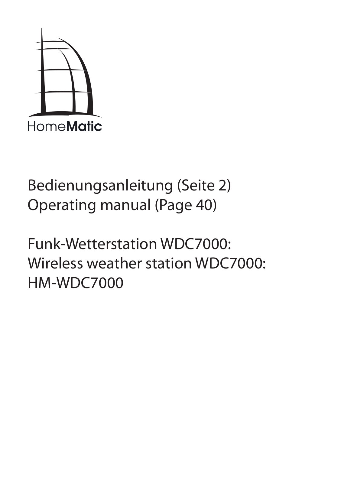 Homematic HM-WDC7000 User Manual