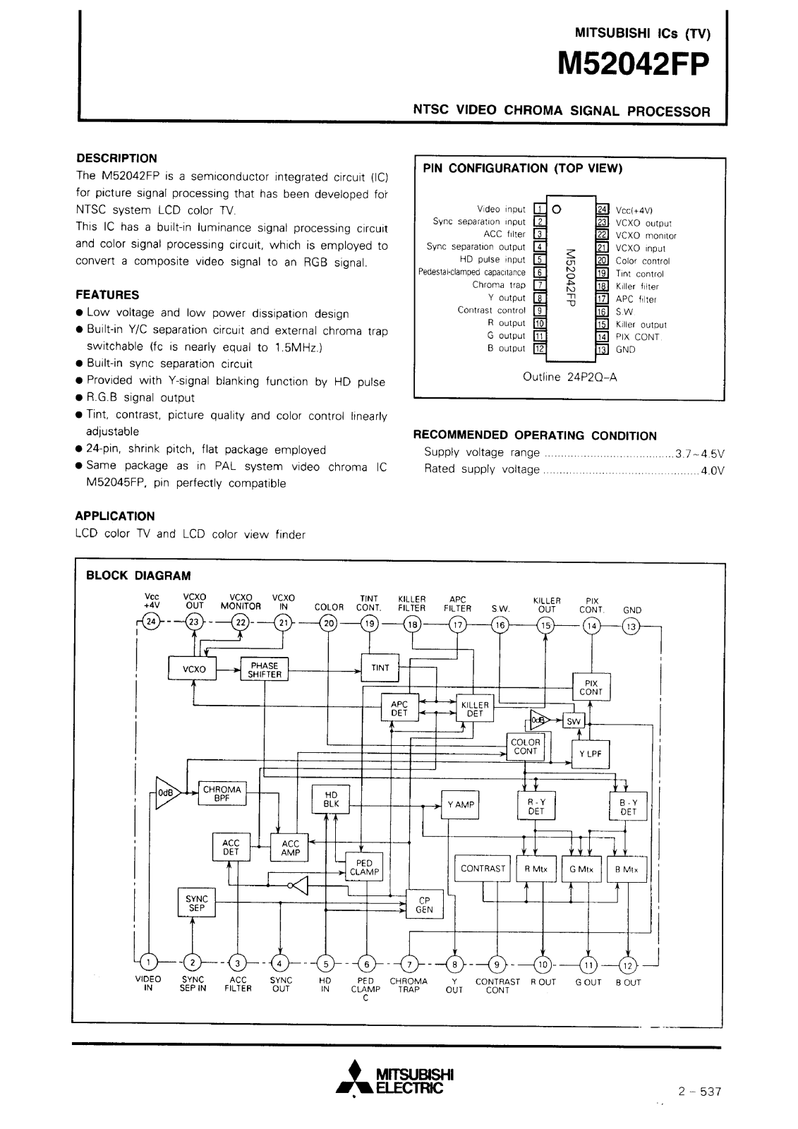 Mitsubishi M52042FP Datasheet