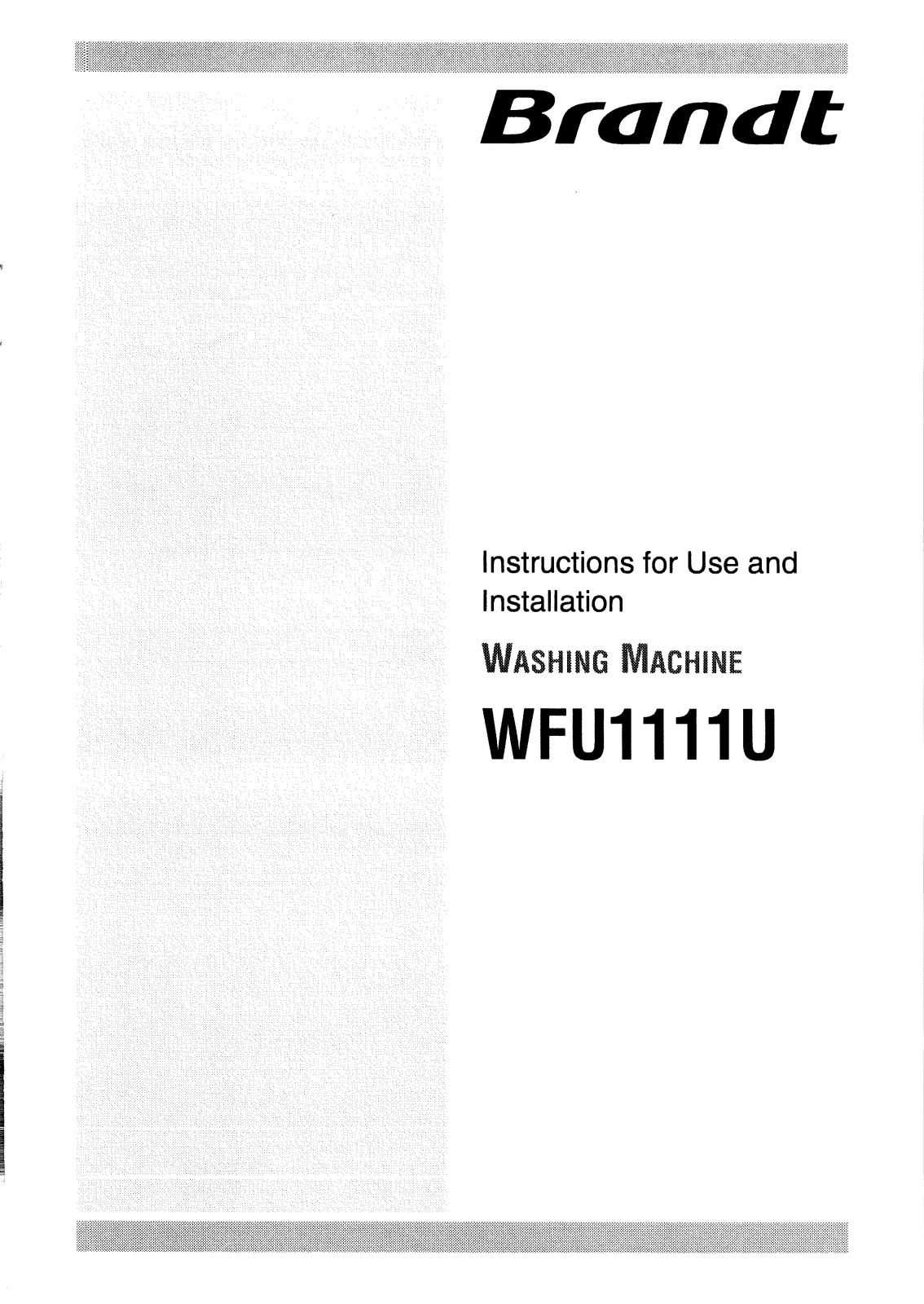 Brandt WFU1111U User Manual