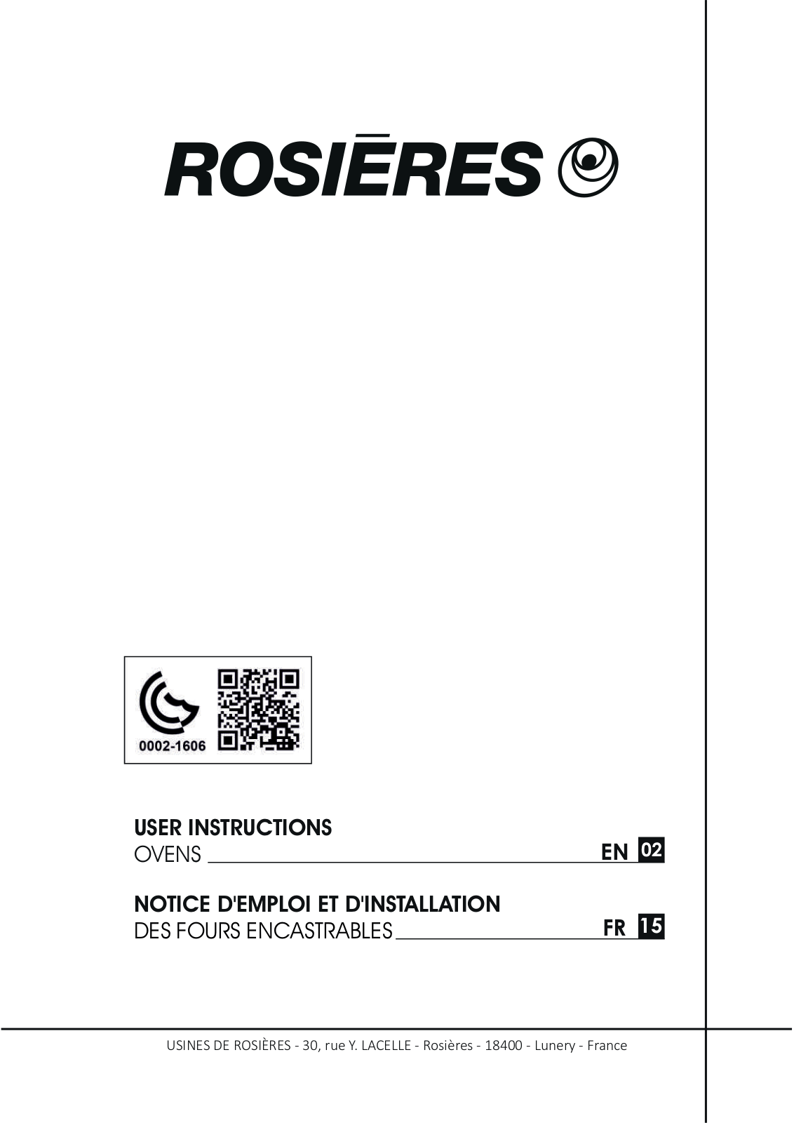 Rosieres RFS60E User Manual