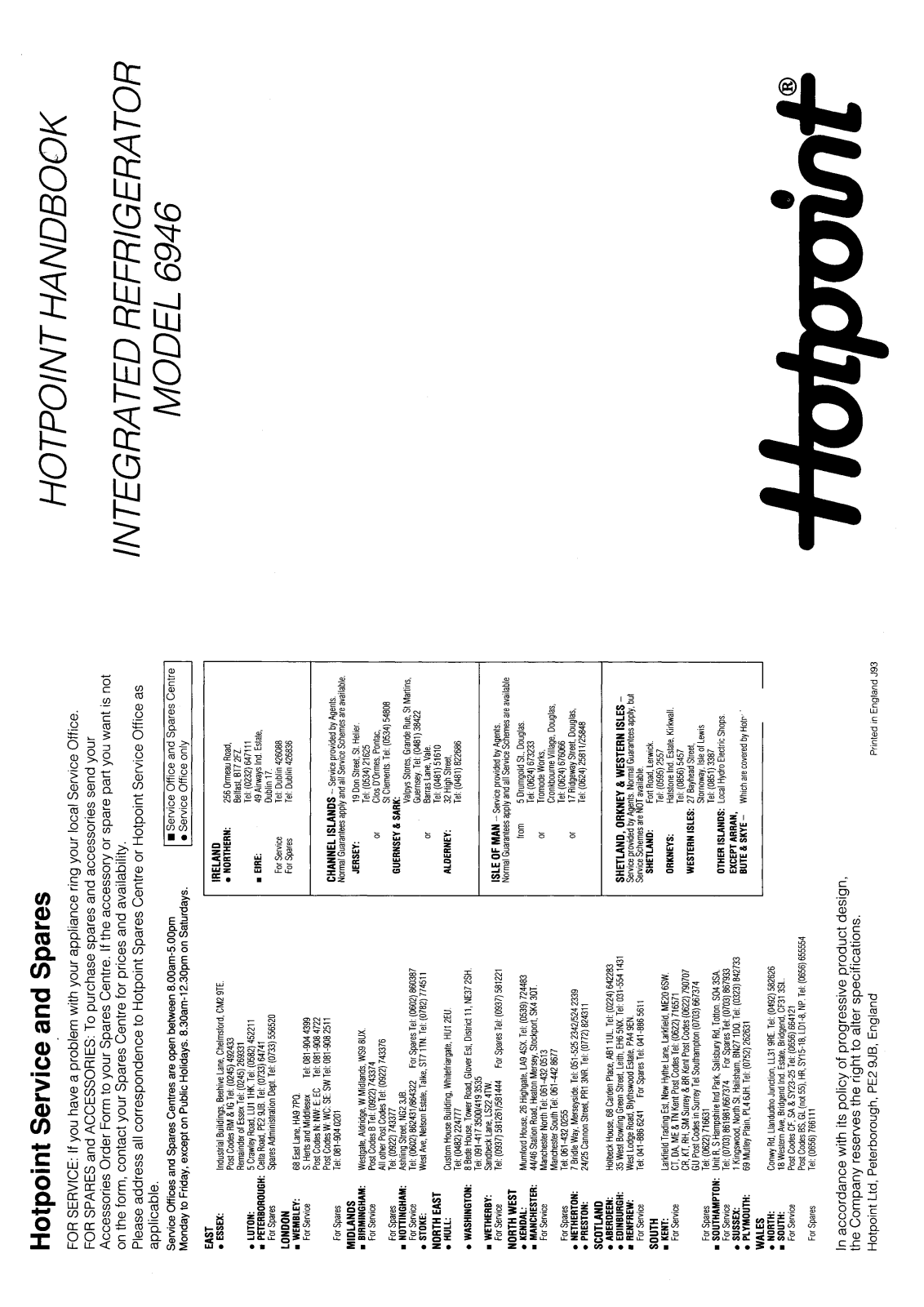 Hotpoint-Ariston HB6946 User Manual