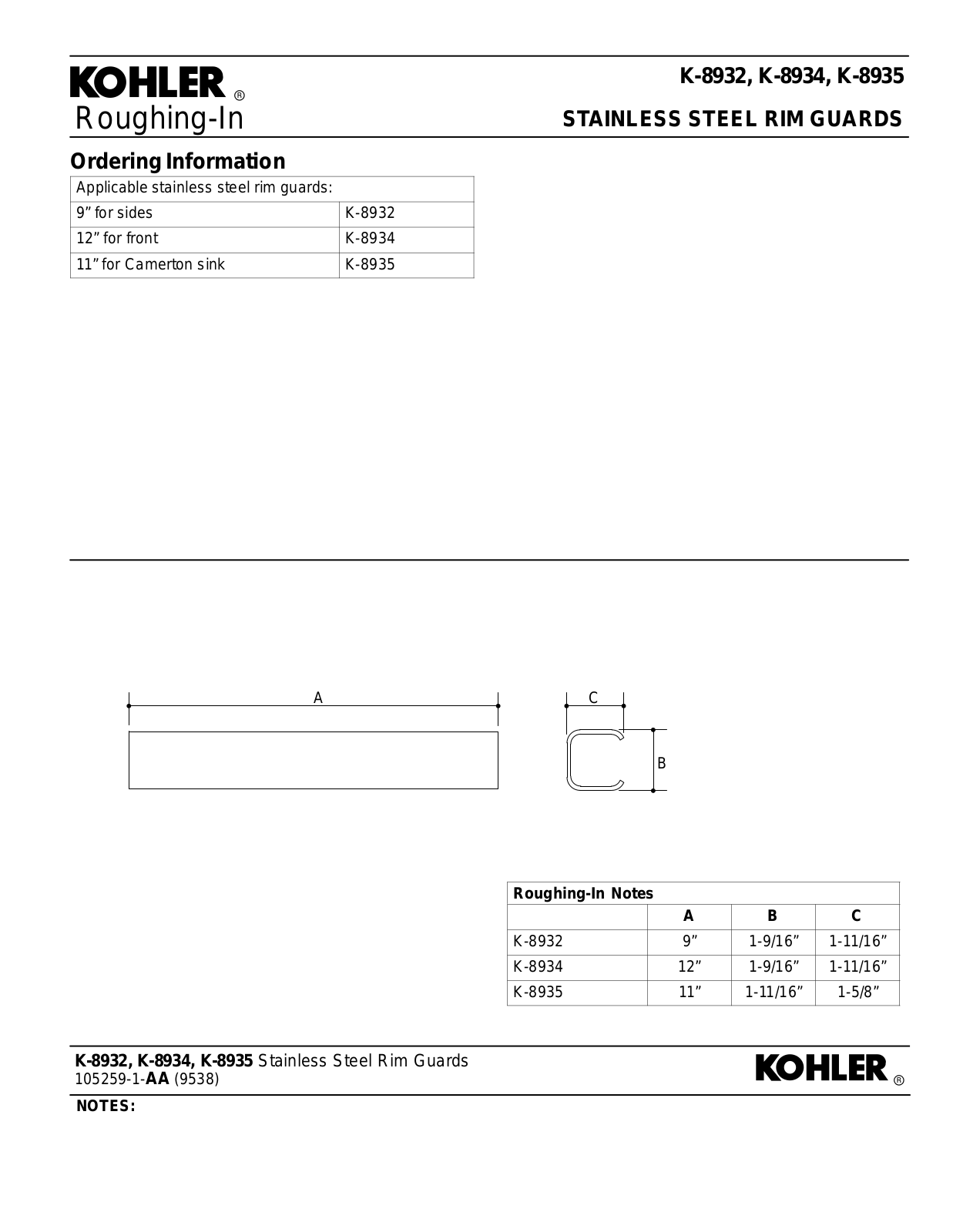 Kohler KOH4963 Specifications - ManualMachine.com