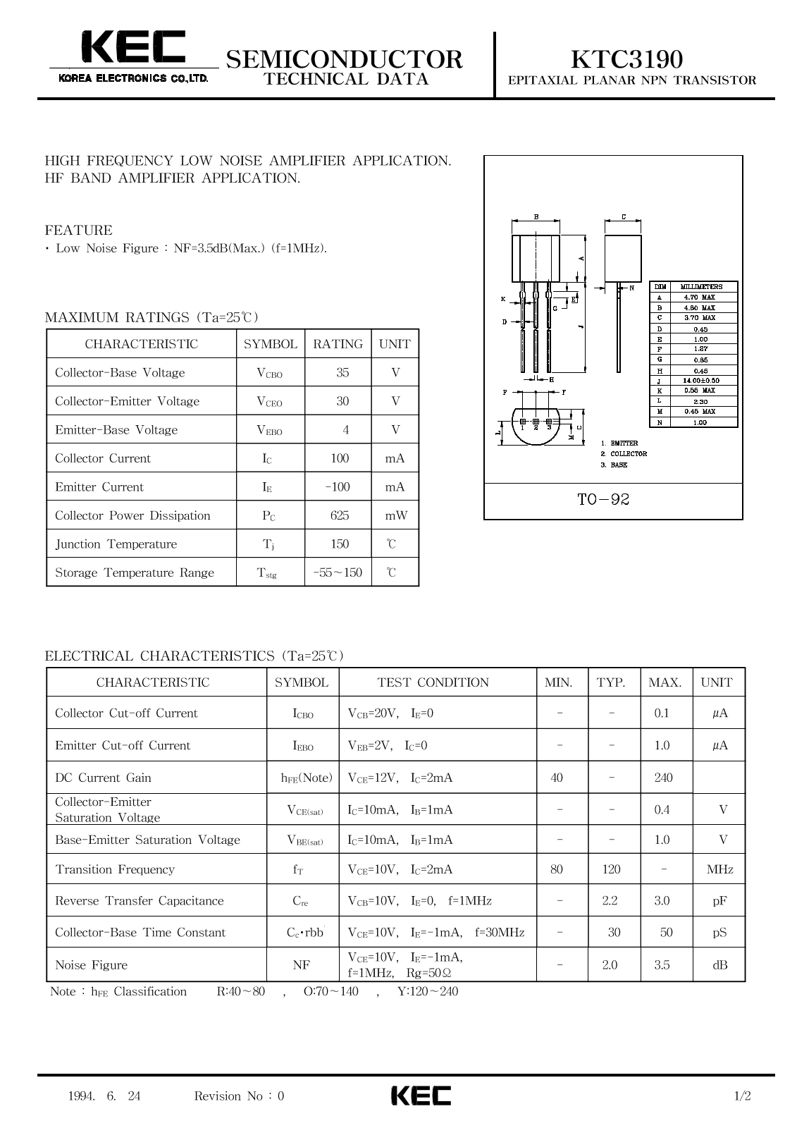 KEC KTC3190 Datasheet