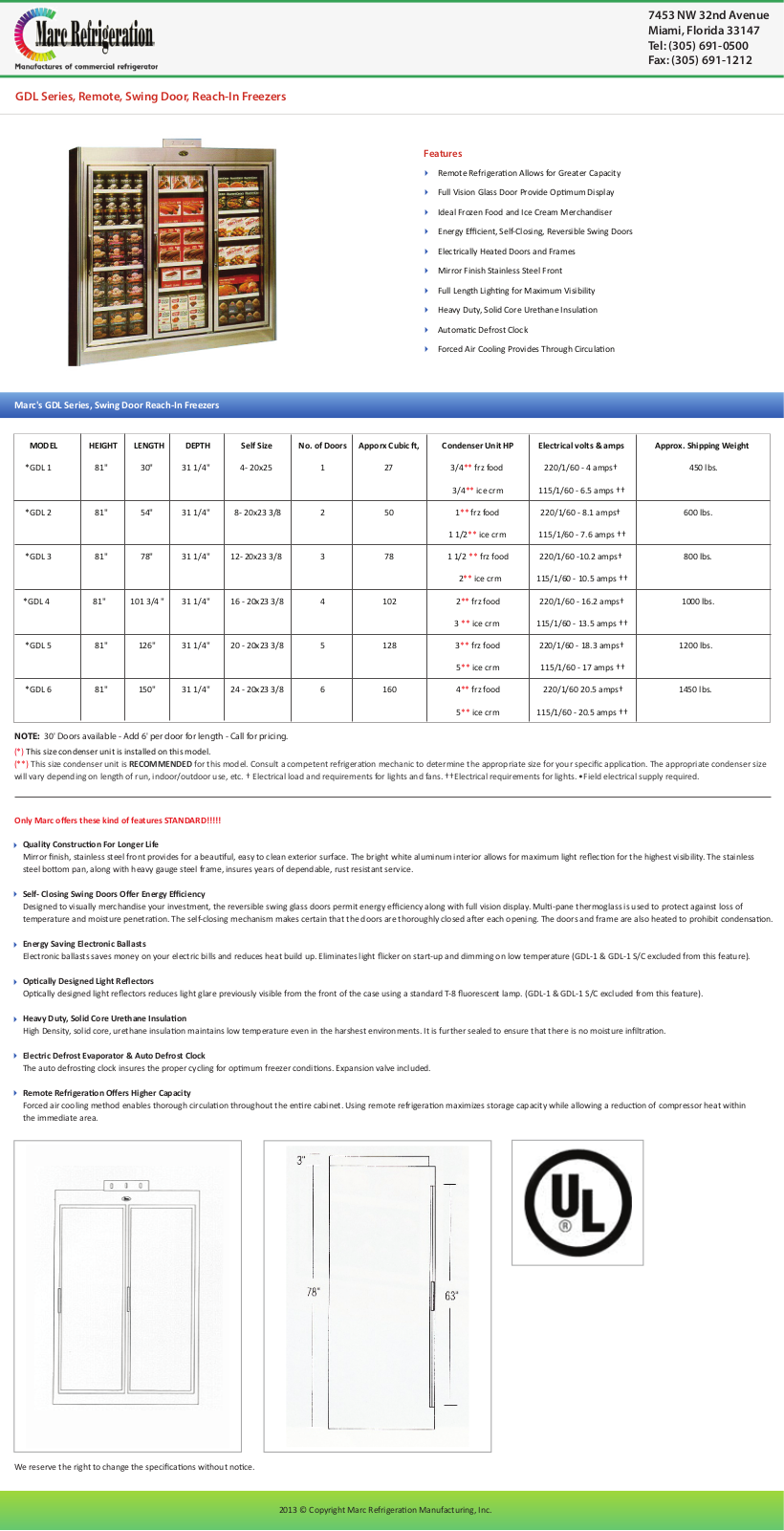 Marc Refrigeration GDL-1 User Manual