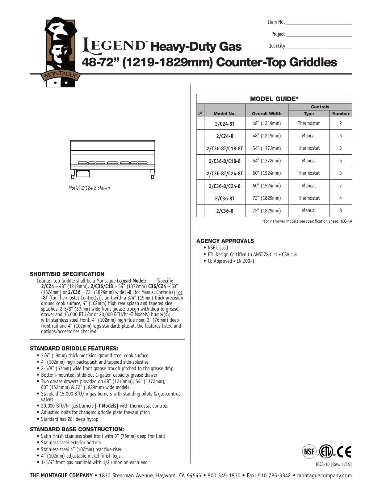 Montague 2-C18-8T User Manual