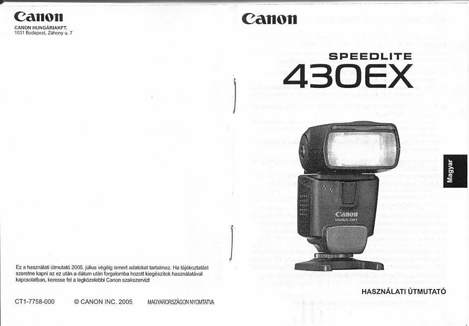 Canon SPEEDLITE 430EX User Manual