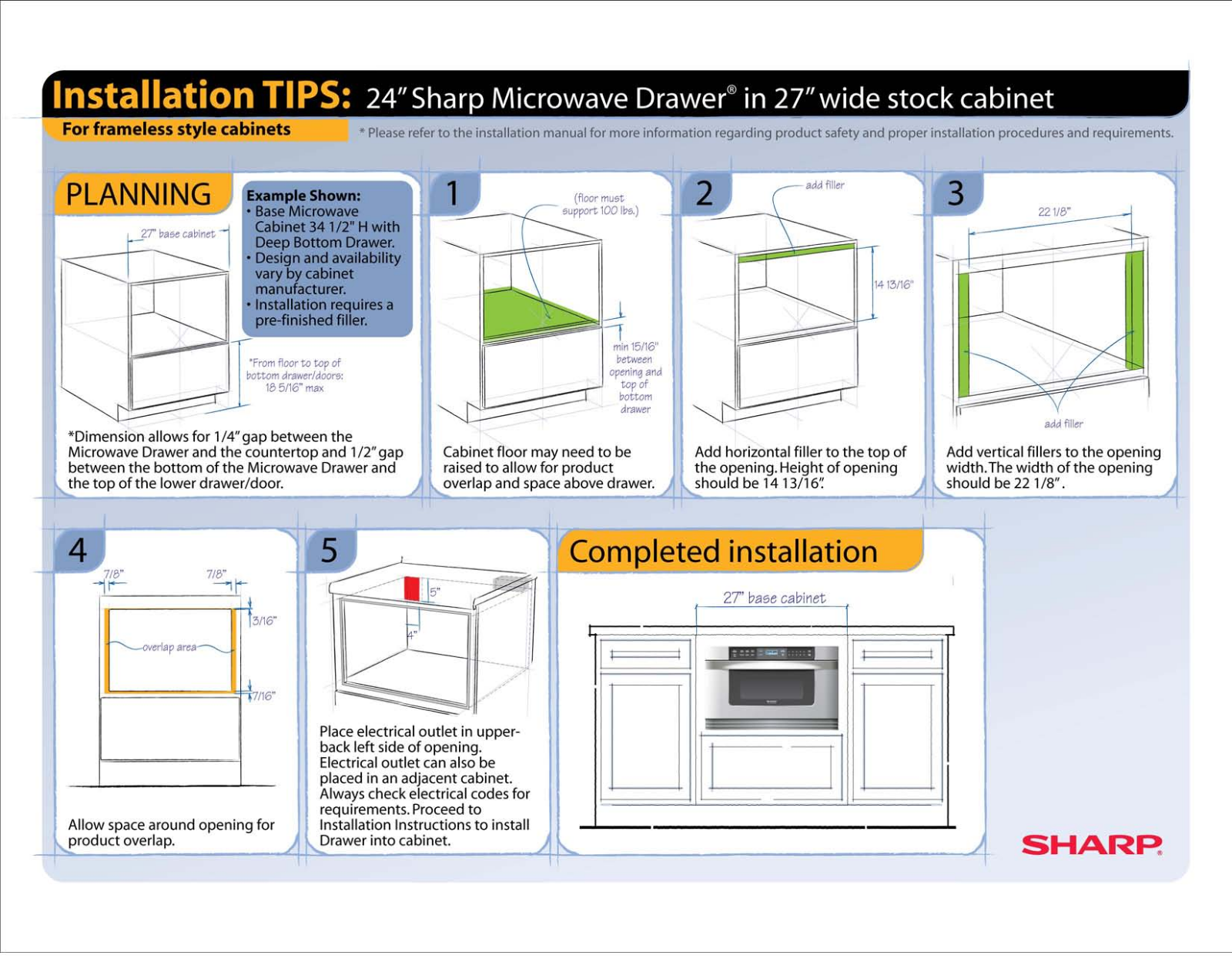 Sharp 24 in 27 Frameless Cabinet Quick Start Manual