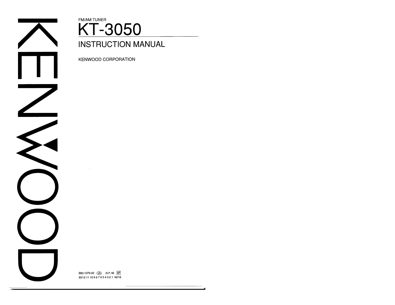 Kenwood KT-3050 Owner's Manual