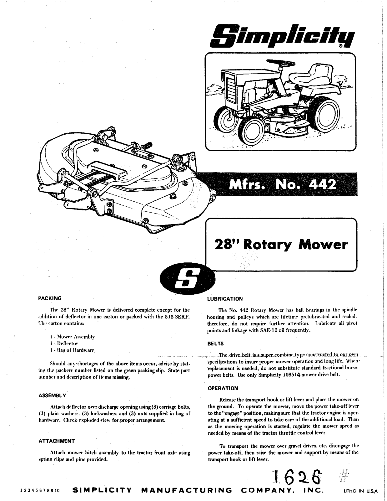 Simplicity 442 User Manual