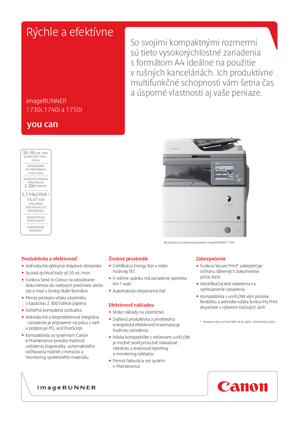 Canon imageRUNNER1730i, imageRUNNER1740i, imageRUNNER1750i BROCHURE