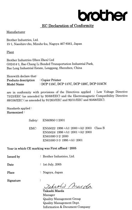 Brother DCP-315CN, DCP-120C, DCP-117C, DCP-115C User Manual