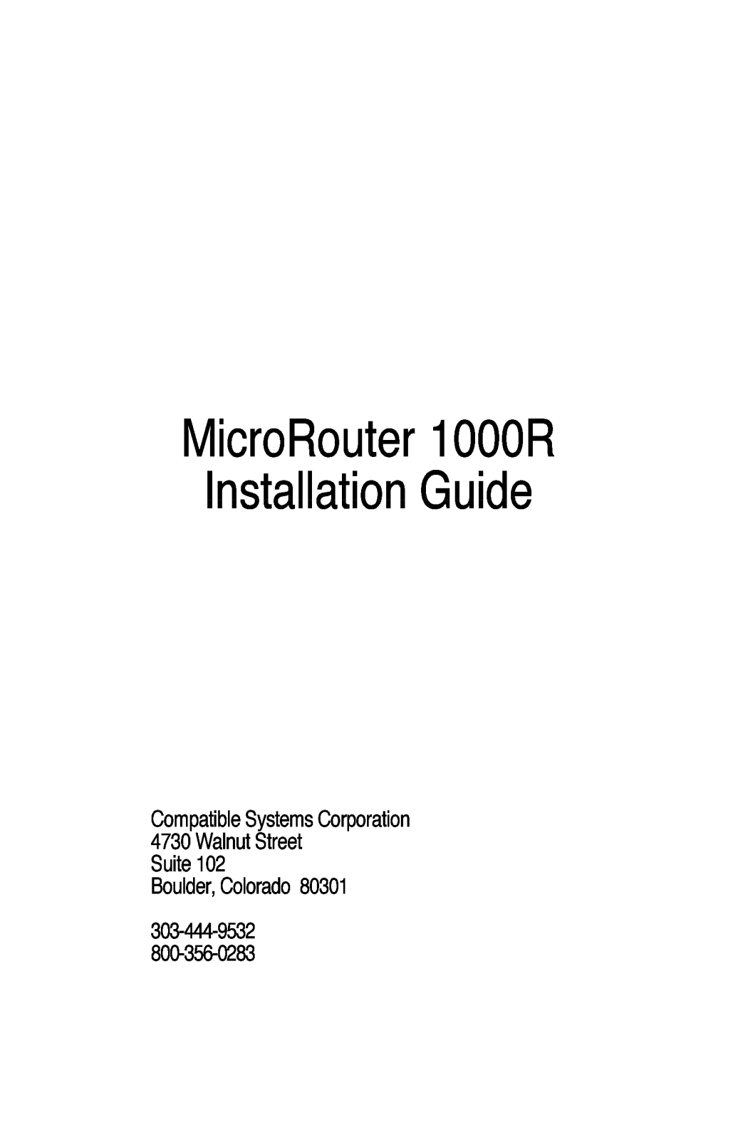 Compatible Systems 1000R User Manual