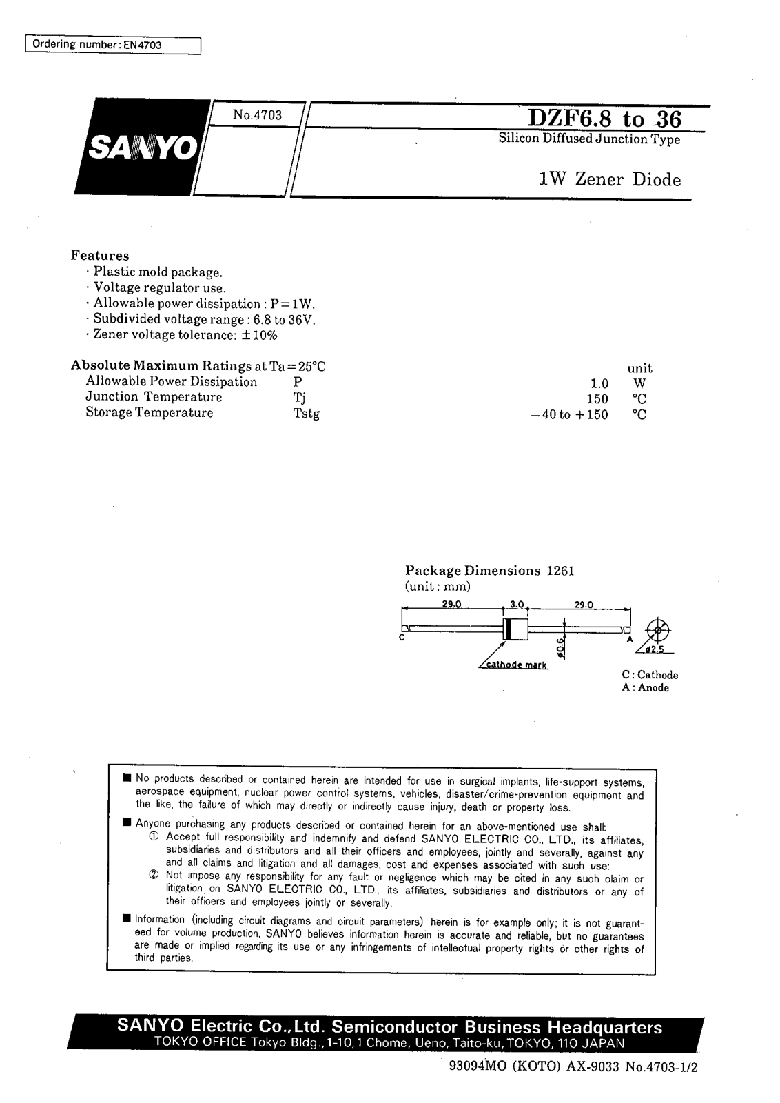 SANYO DZF16, DZF15, DZF13, DZF12, DZF11 Datasheet