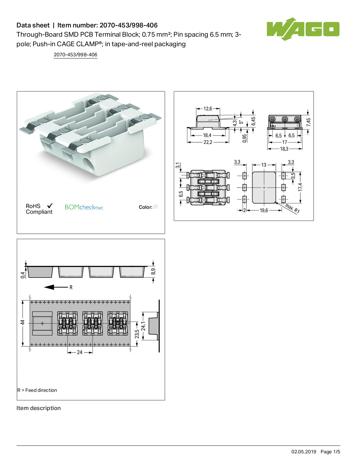 Wago 2070-453/998-406 Data Sheet