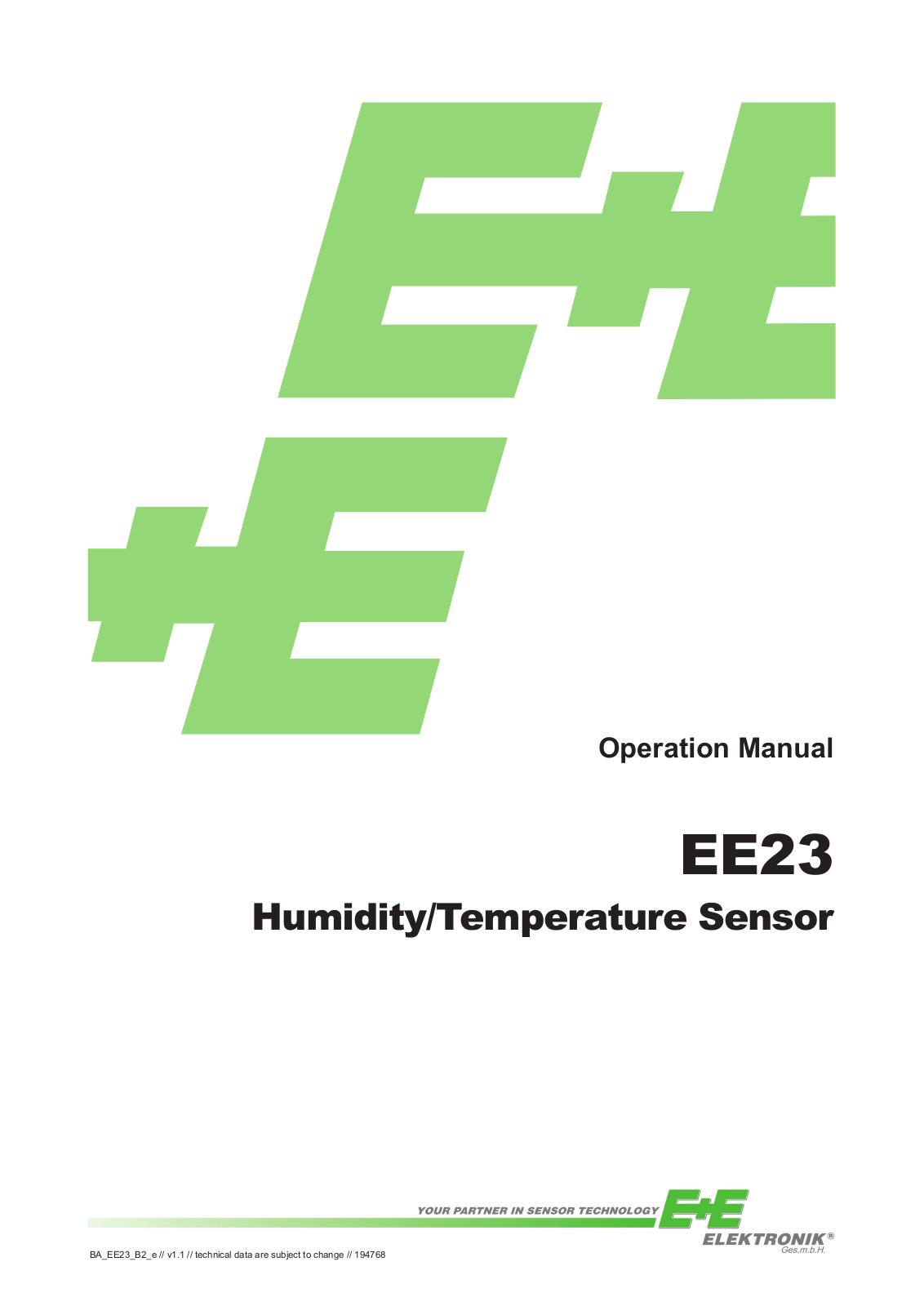 E+E EE23 Operating Manual