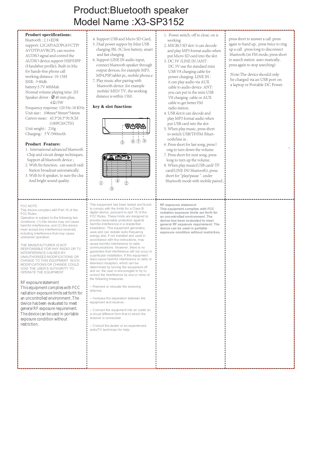 SHANTOU X3S-SP3152 User Manual