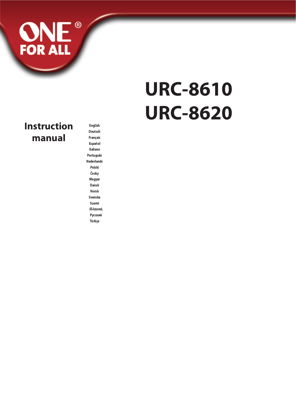 ONE FOR ALL URC-8610 User Manual