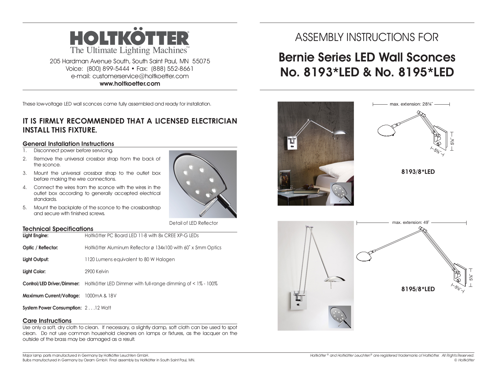 Holtkoetter 8193LED User Manual