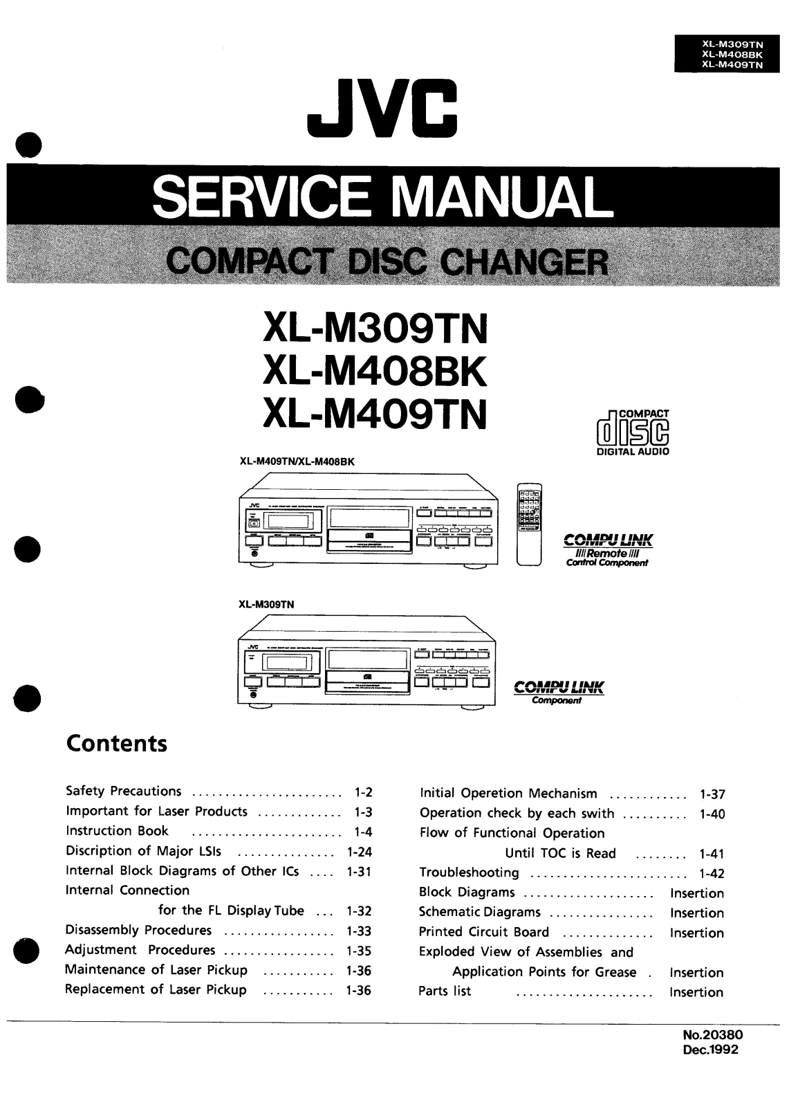 JVC XLM-309-TN, XLM-408-BK, XLM-409-TN Service manual