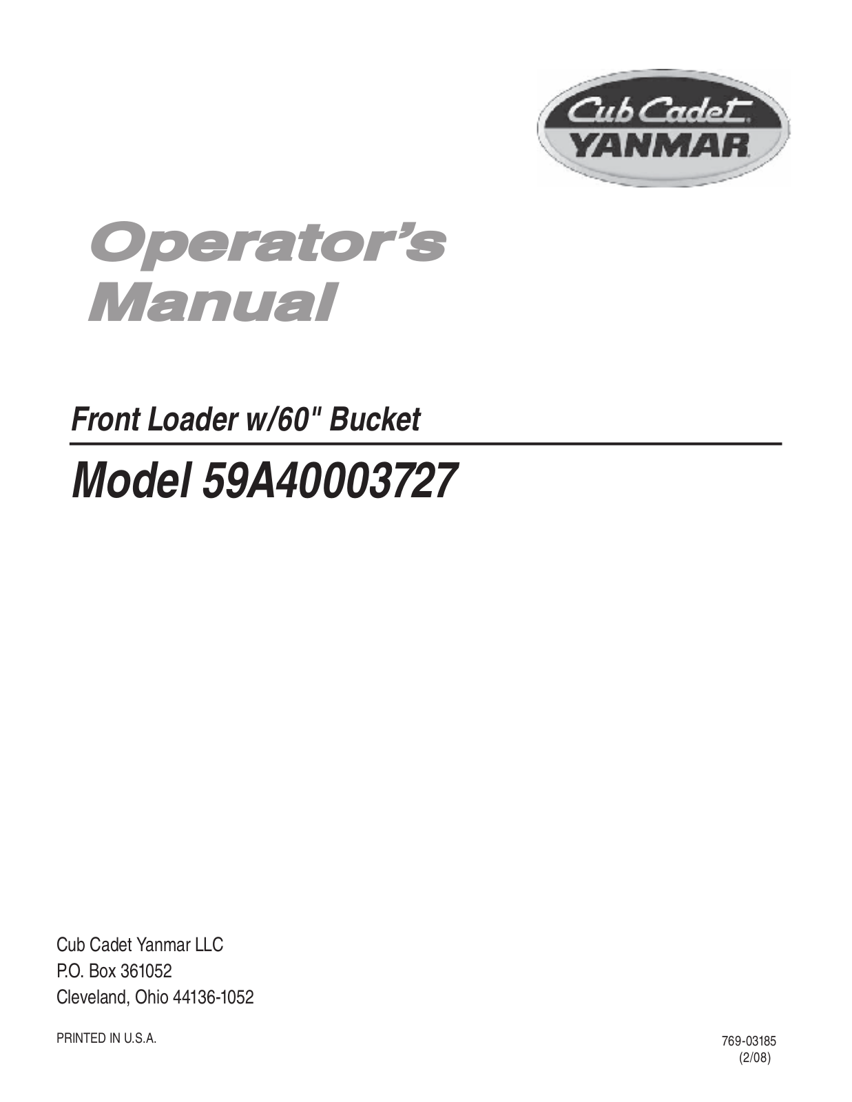 Cub Cadet 59A40003727 User Manual