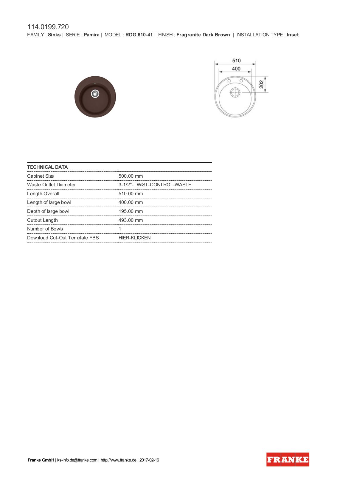 Franke 114.0199.720 Service Manual