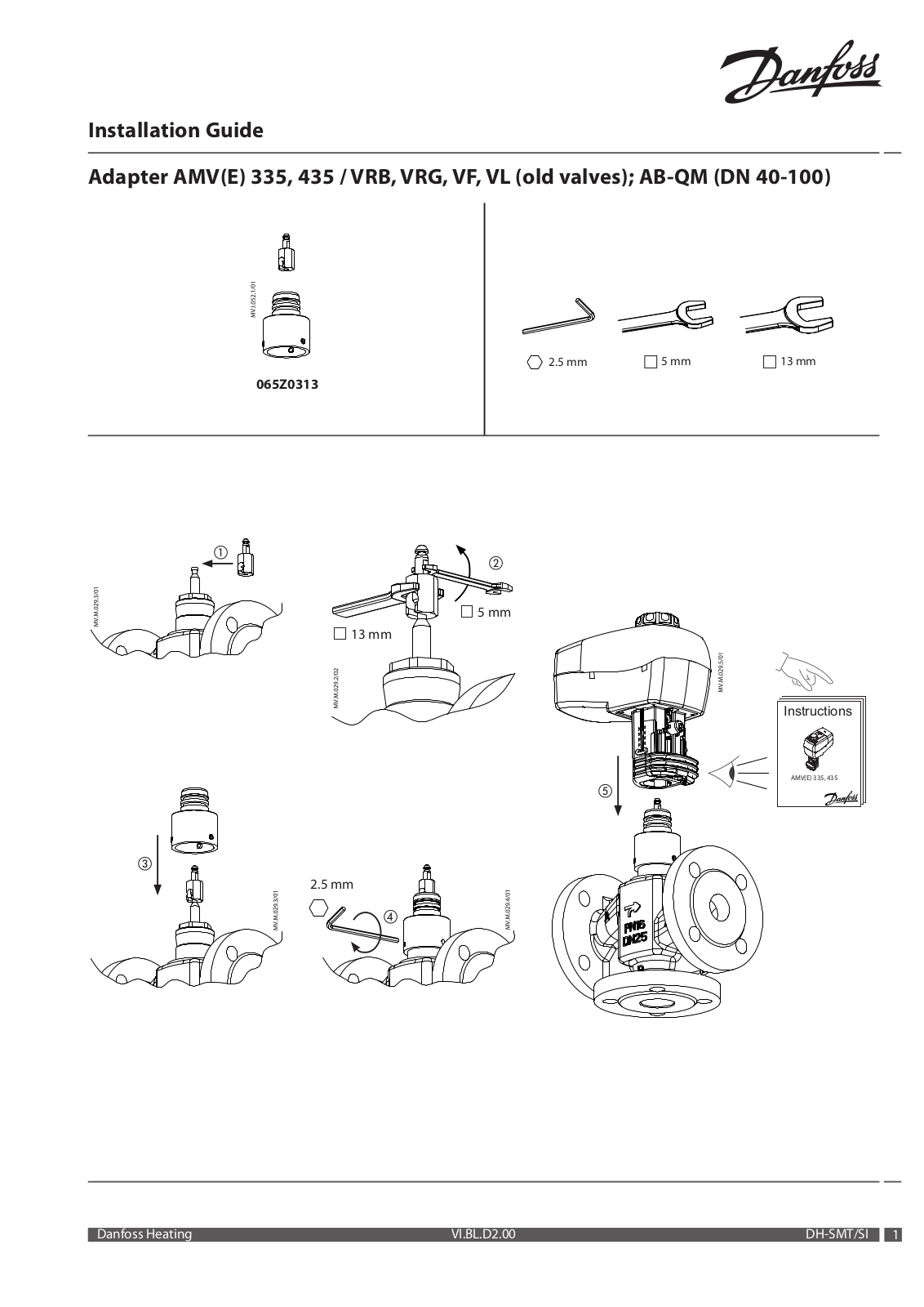 Danfoss AMV(E) 335, AMV(E) 435, VRB, VRG, VF Installation guide