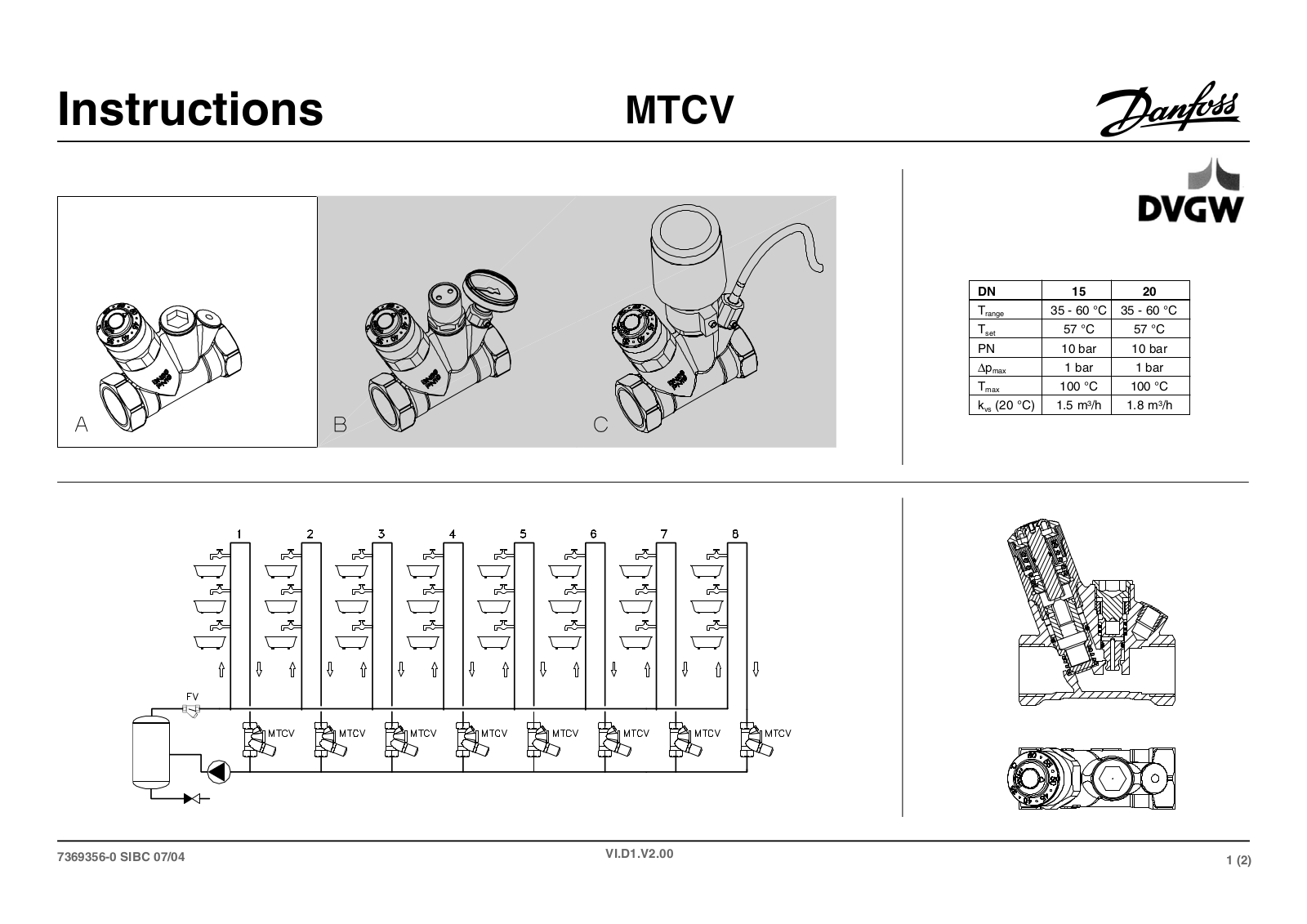 Danfoss MTCV - NL Operating guide