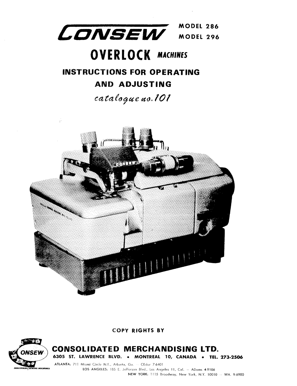 CONSEW 286, 296 Operating Instruction