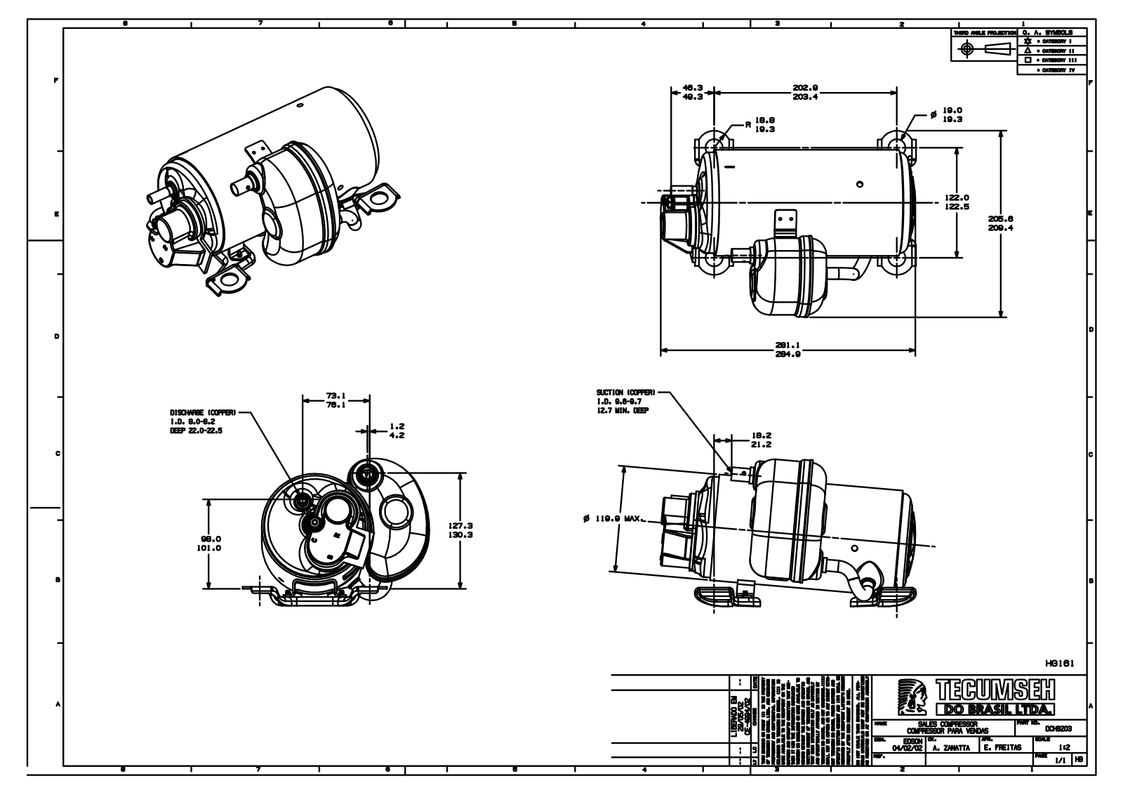 Tecumseh HGA9430YXA Drawing Data