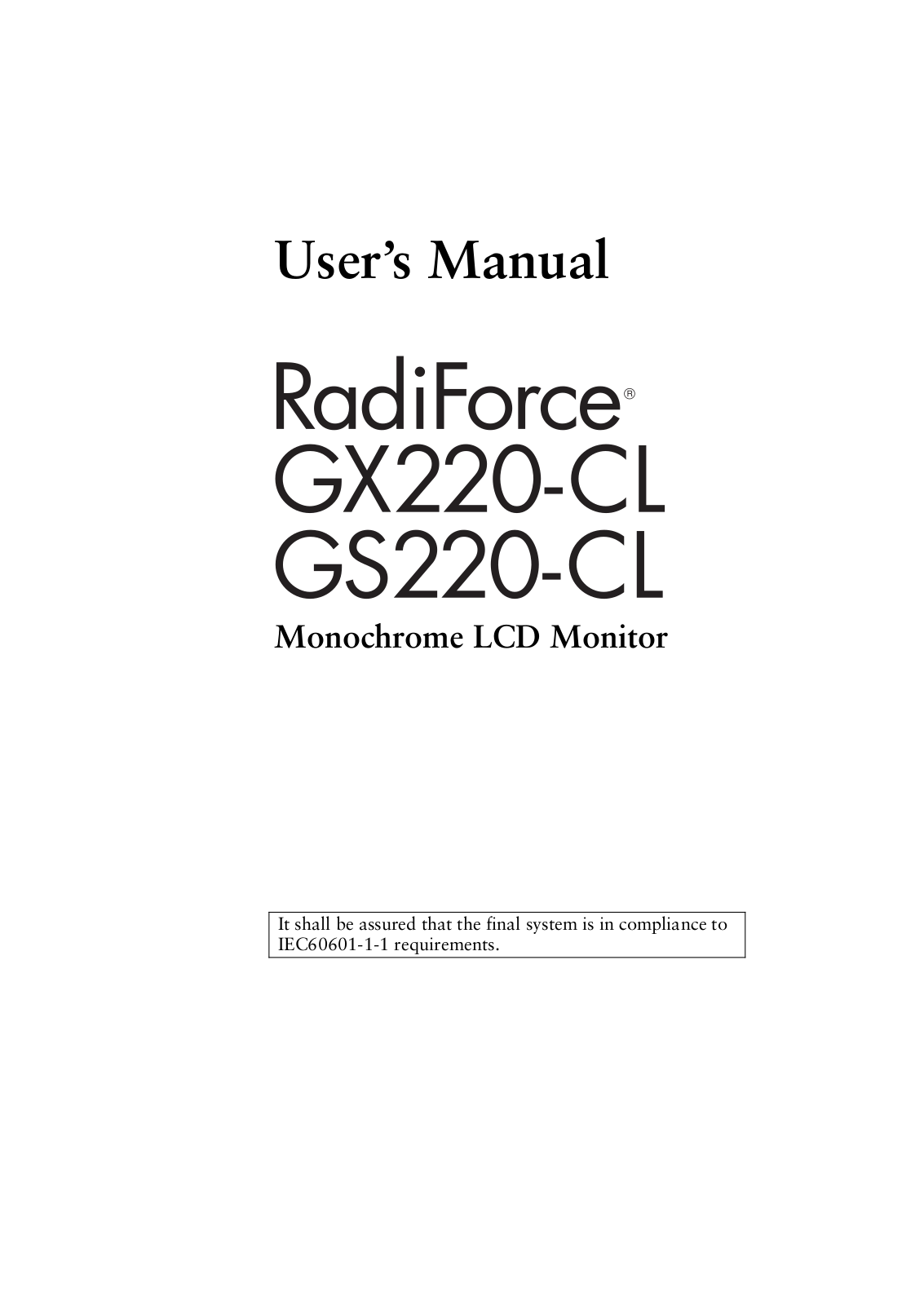 Eizo GS220, GX220 User Manual