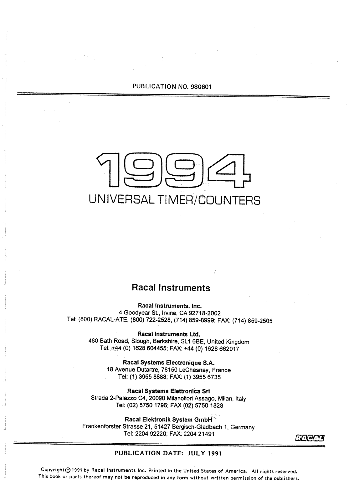 Racal 1994 service manual