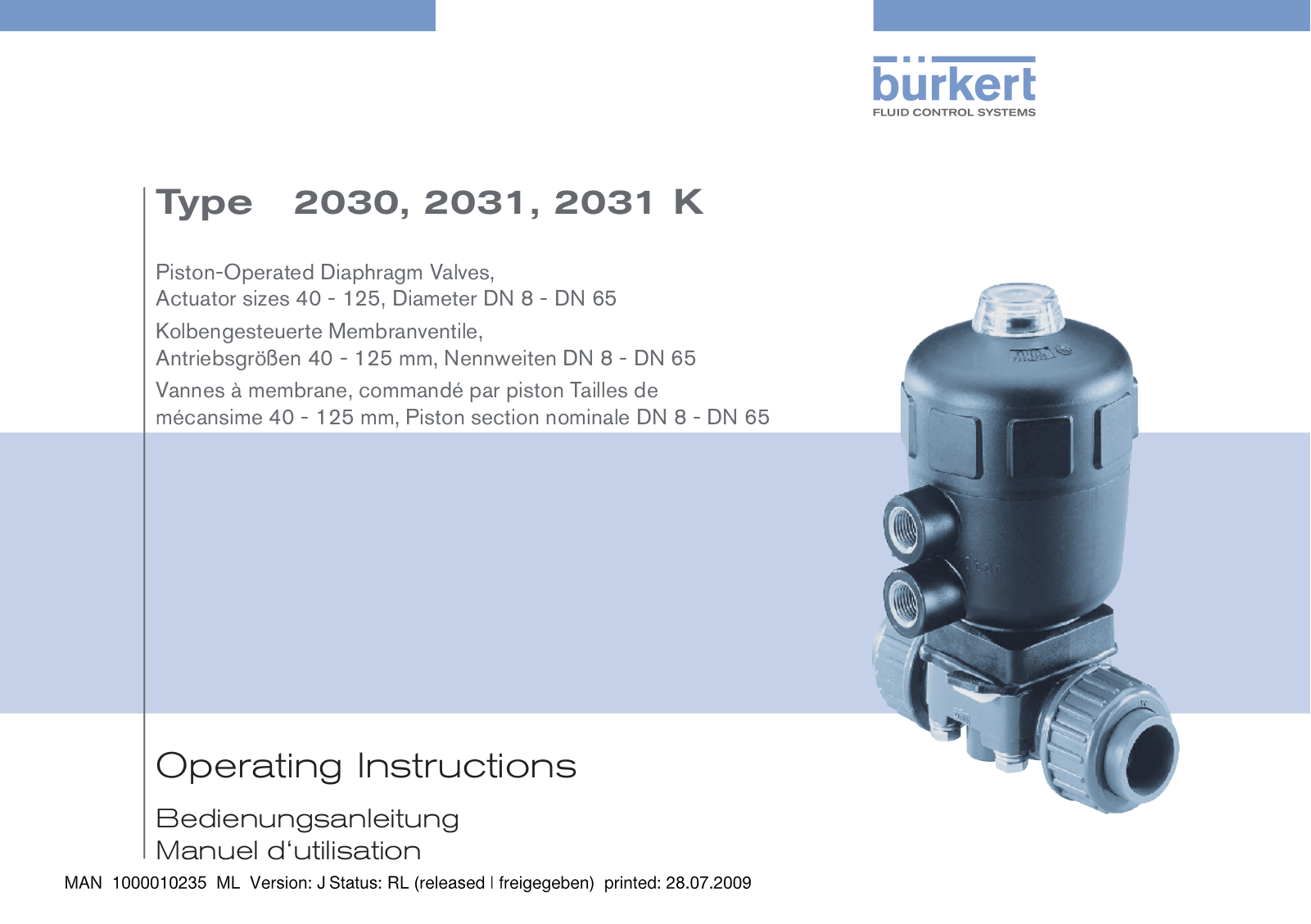 Burkert 2030, 2031, 2031 K Operating Instructions Manual