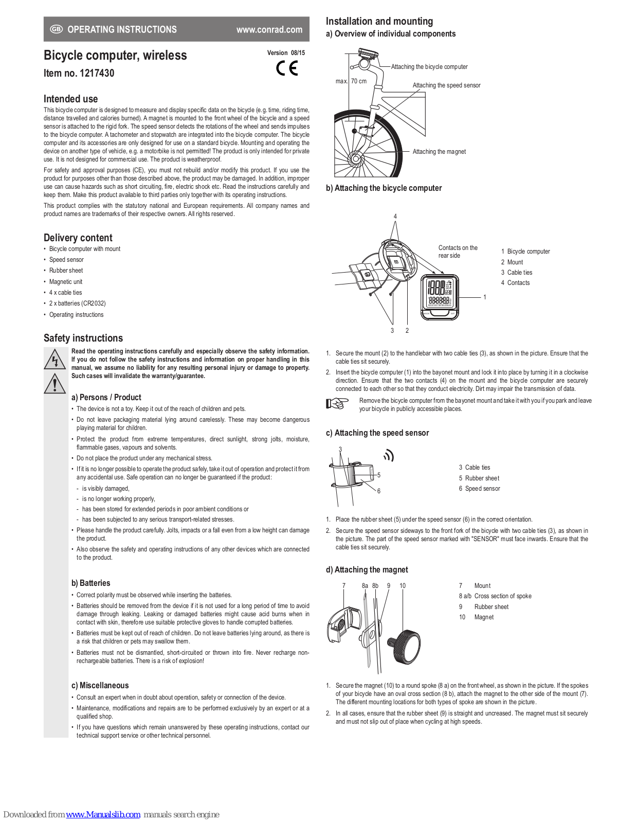 Conrad 1217430 Operating Instructions Manual