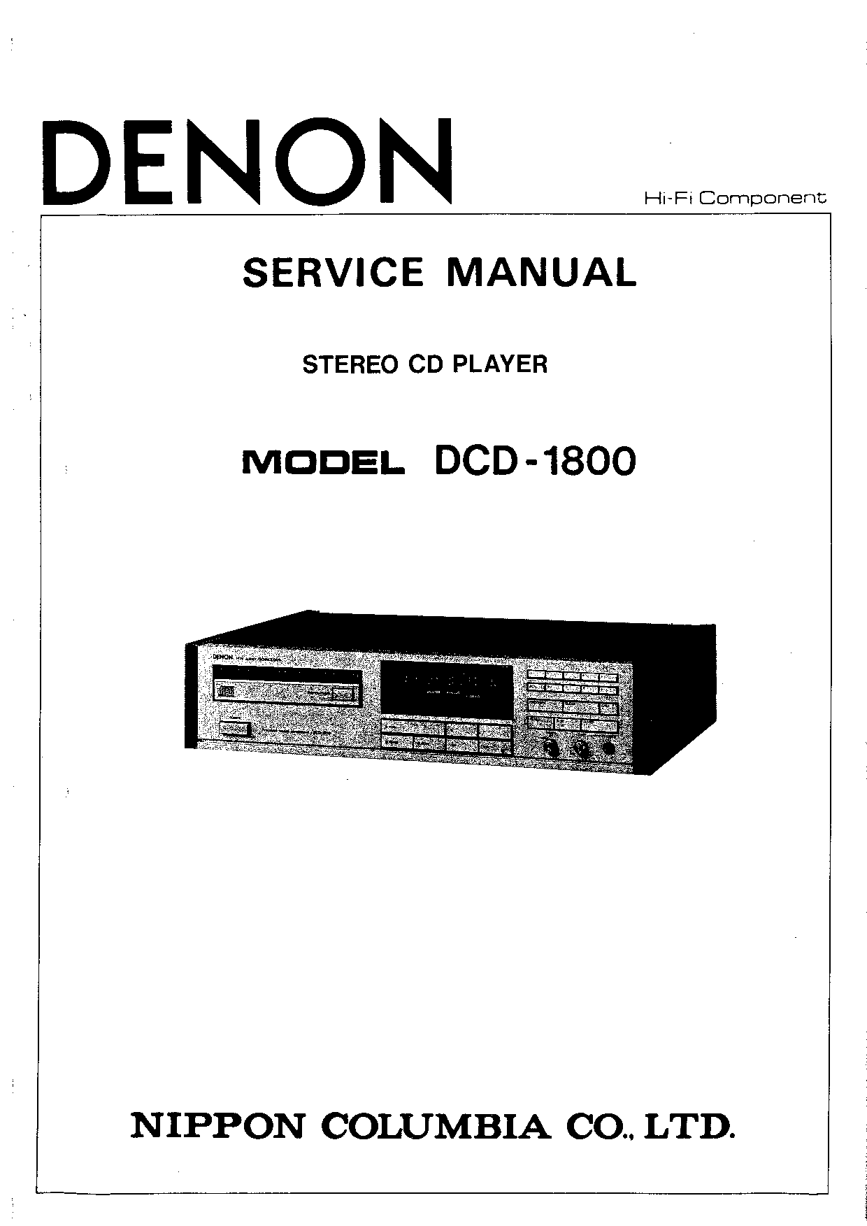 Denon DCD-1800 Service Manual