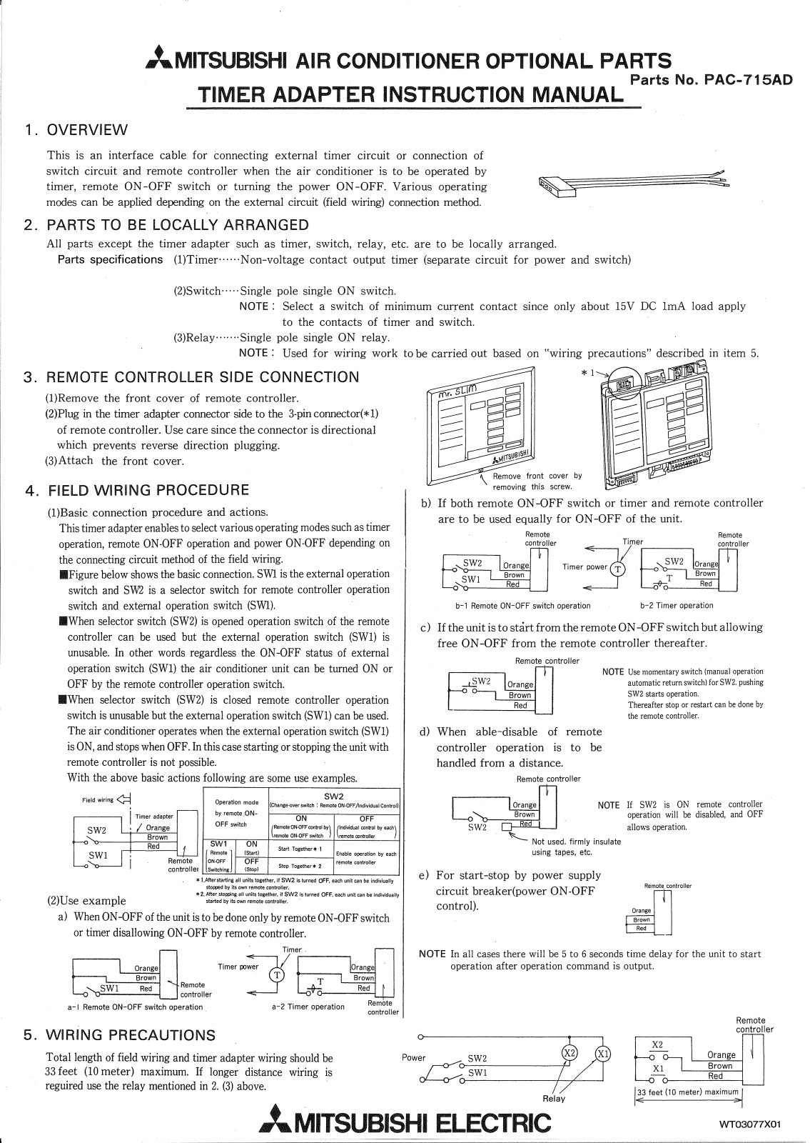 Mitsubishi PAC-715AD Installation Manual