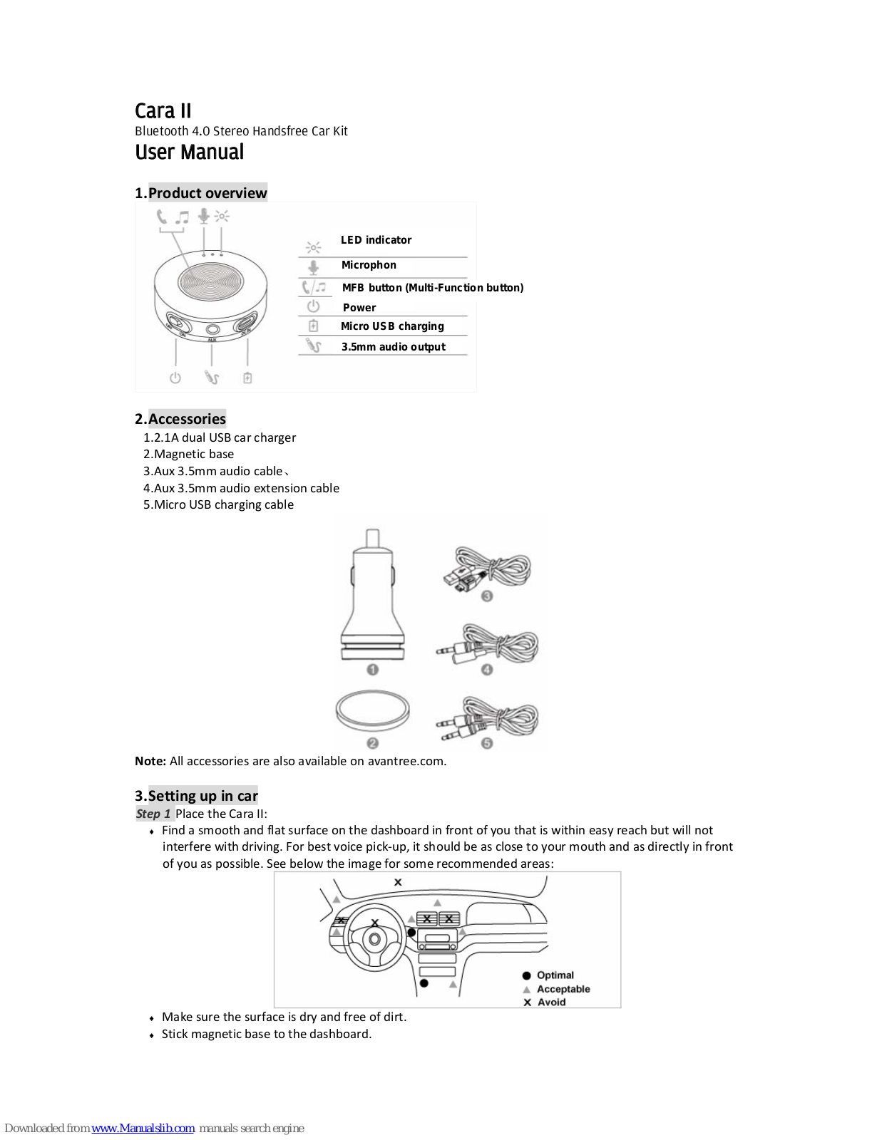 Avantree Cara II User Manual