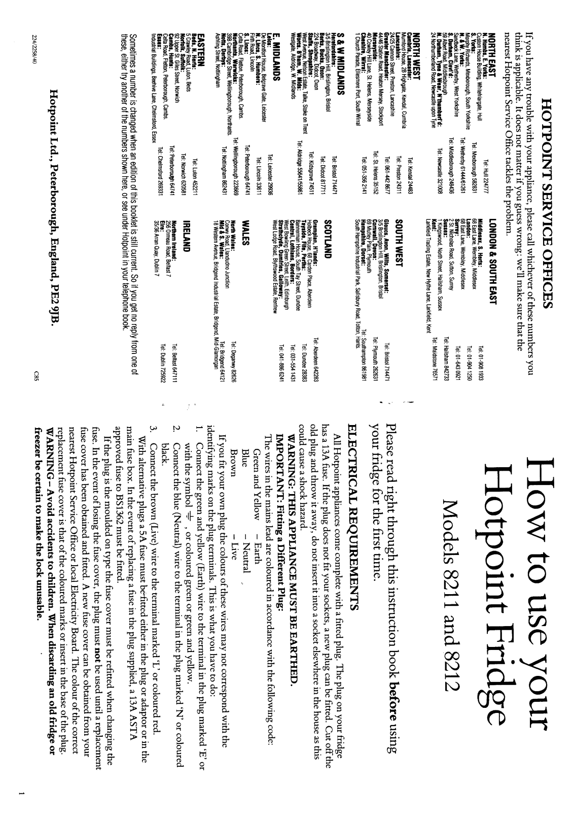 Hotpoint 8211 User Manual