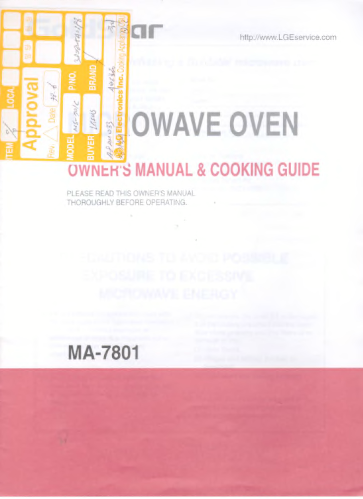 LG MA-7801 User Manual