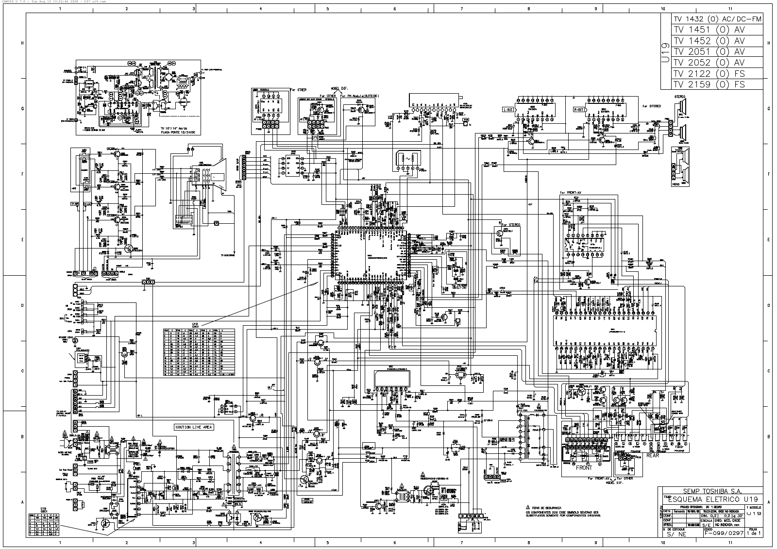 Toshiba 1451, 1452, 2051, 2052, 2122 Schematic