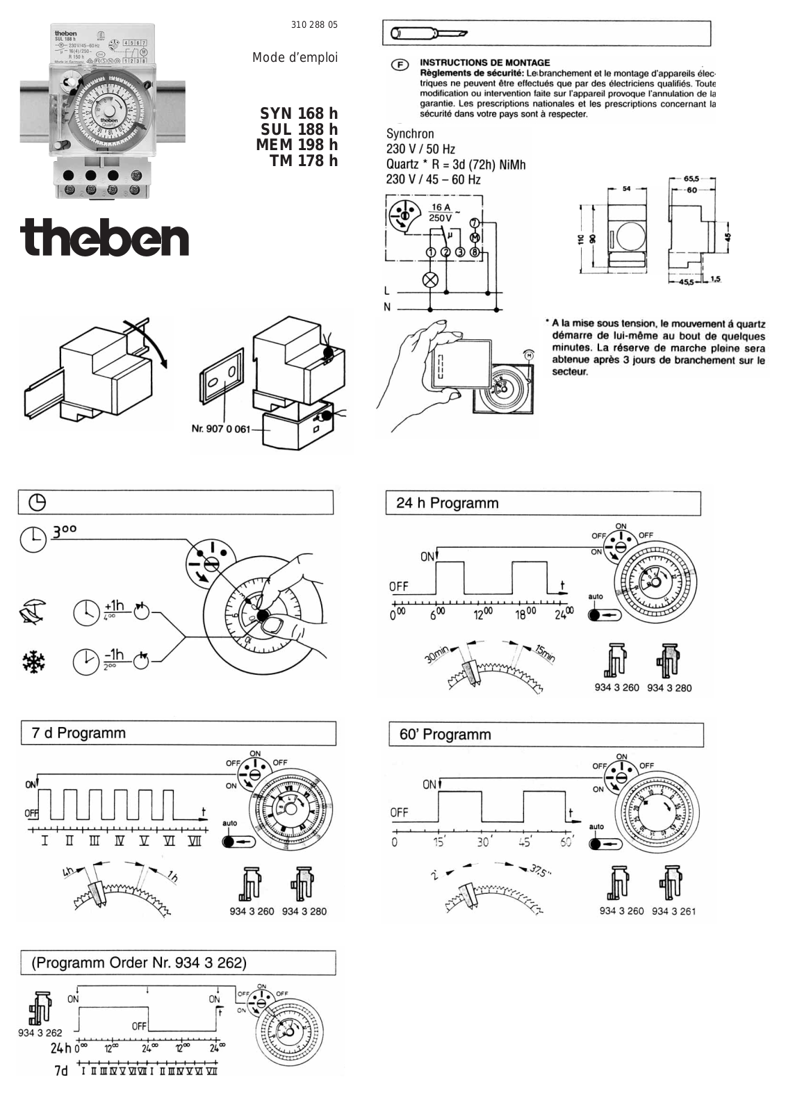 Theben TM 178 H, SUL 188 H, SYN 168 H, MEM 198 H User manual