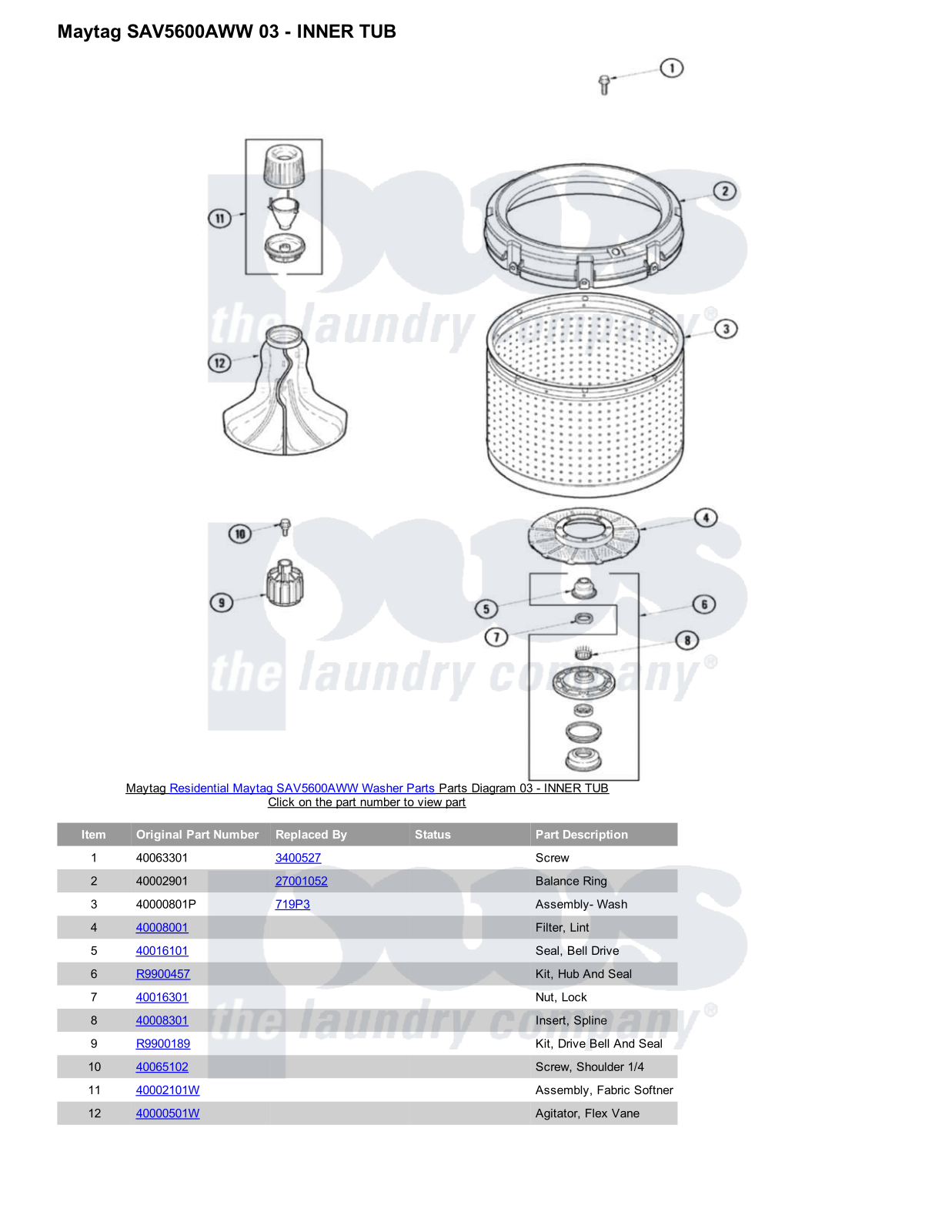 Maytag SAV5600AWW Parts Diagram