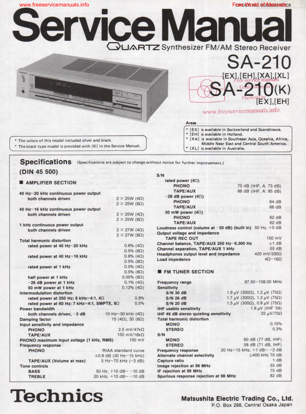 Technics SA-210 Schematic