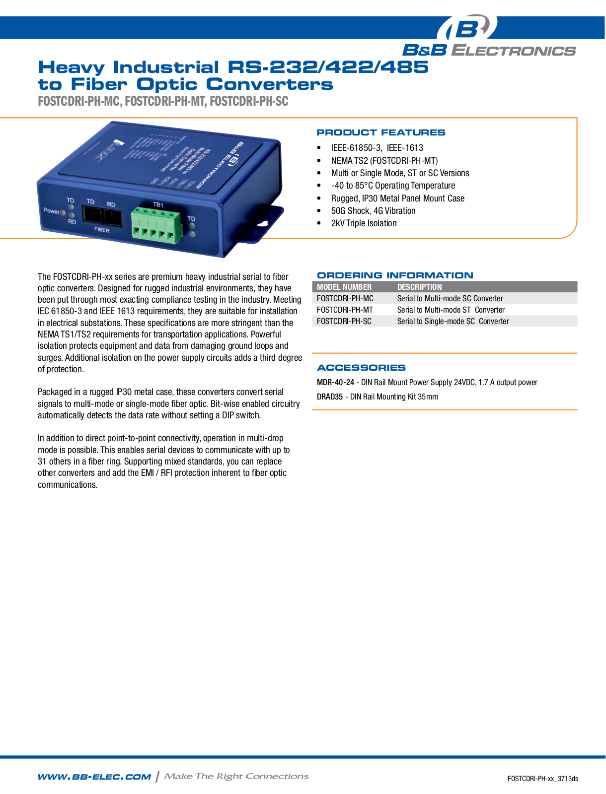 B&B Electronics FOSTCDRI-PH-SC Datasheet