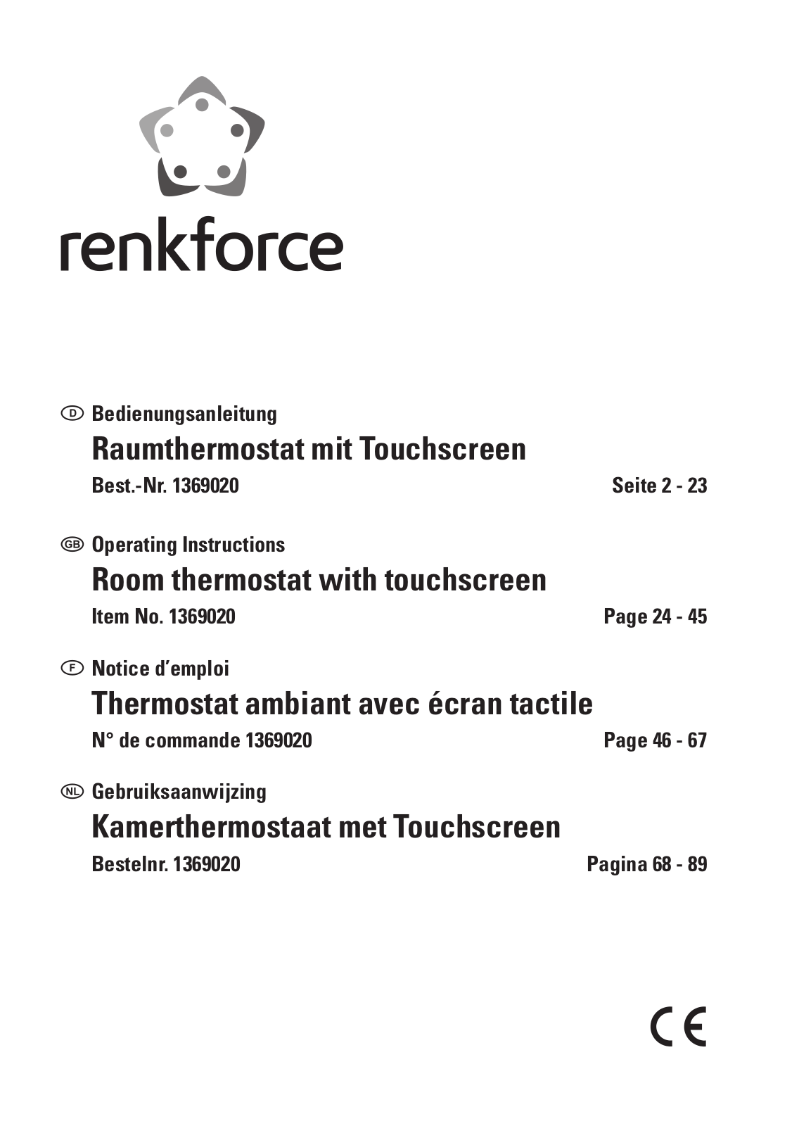 Renkforce 1369020 Operating Instructions