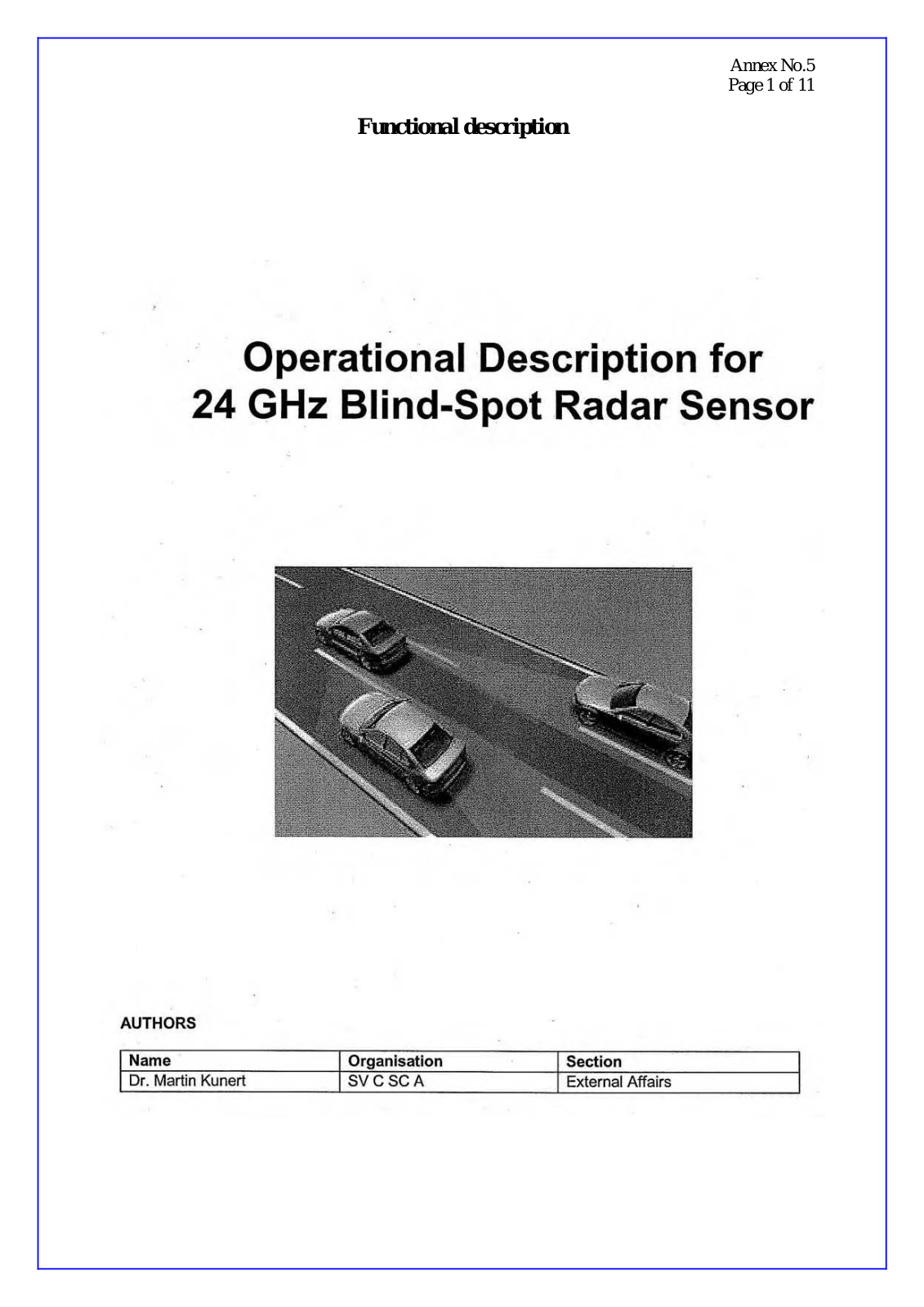 Continental Automotive SV2008BSD User Manual