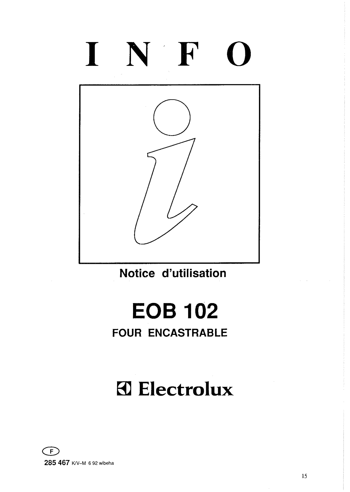 electrolux EOB102 User Manual