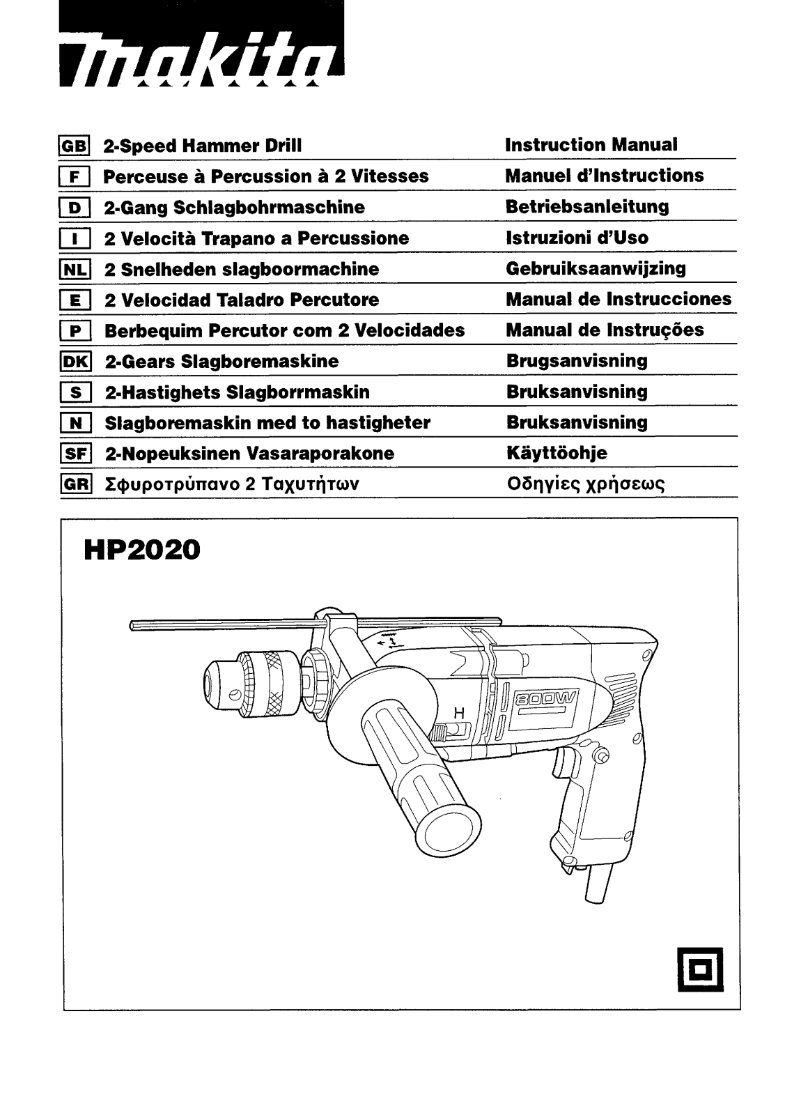 Makita HP2020 User Manual