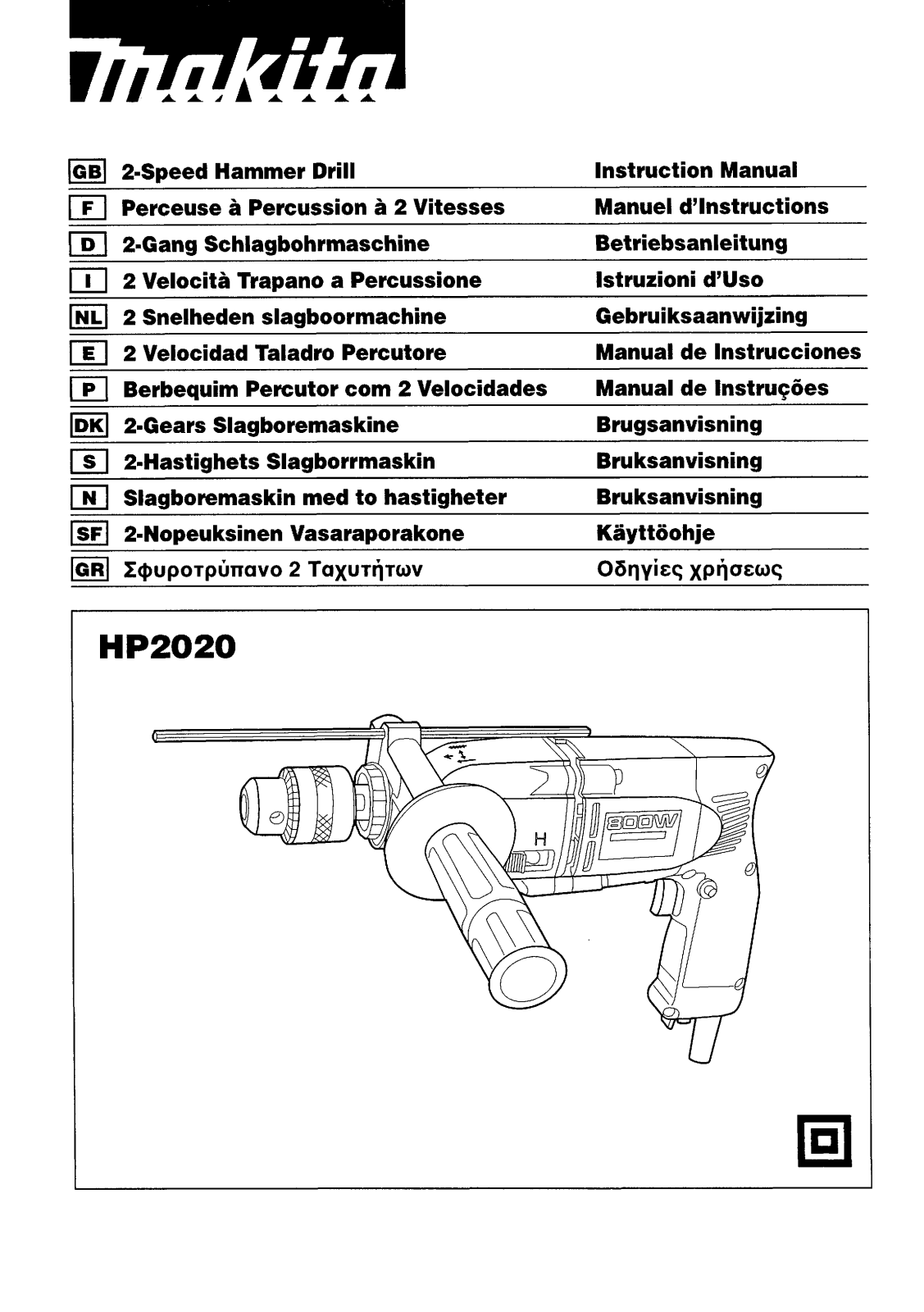Makita HP2020 Manual