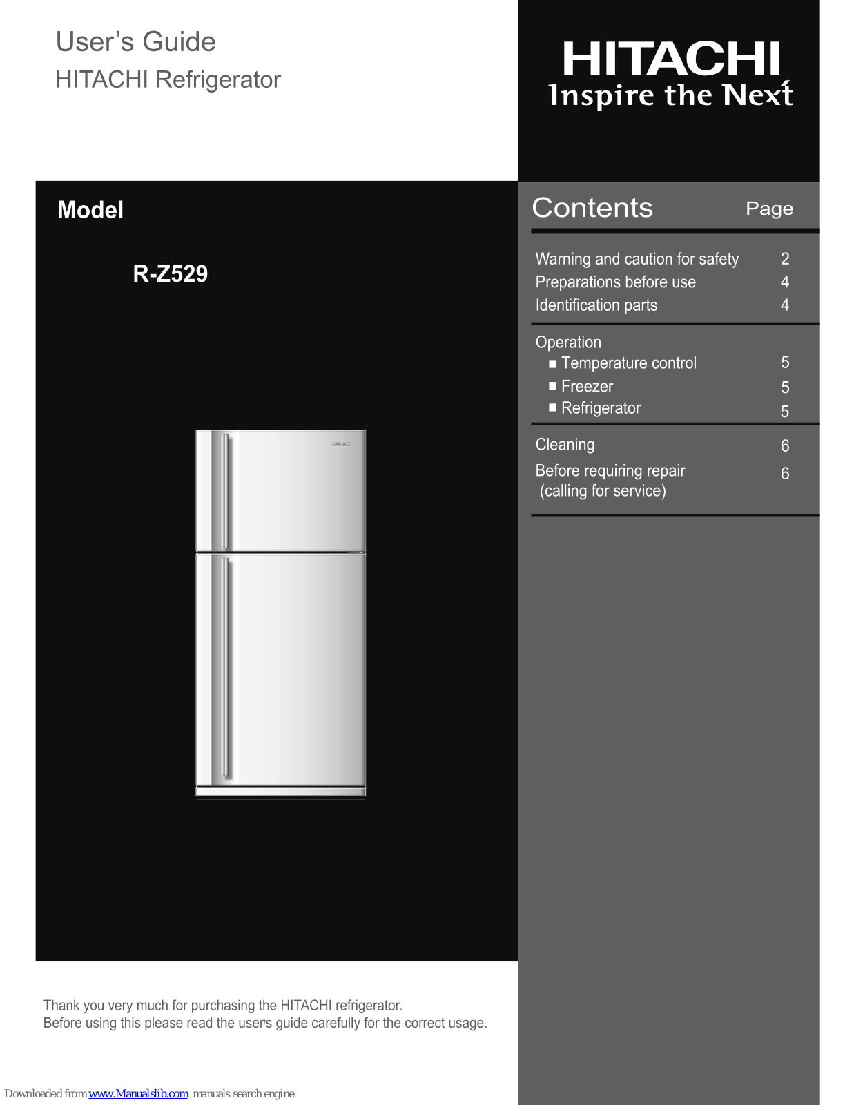 Hitachi R-Z529 User Manual